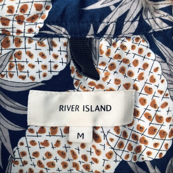 River Island Navy Pineapple Print Short Sleeve Shirt - Picture 7 of 7